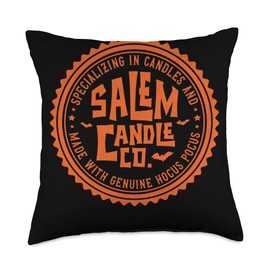 Hocus Specializing in Candles and Pocus Salem Candle Co Throw Pillow