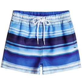 MOANOK - Traje de baño para niños con forro de malla para niños pequeños de secado rápido, cómodos pantalones cortos de playa 2-7T, A7_blue Stripes, 2 Años