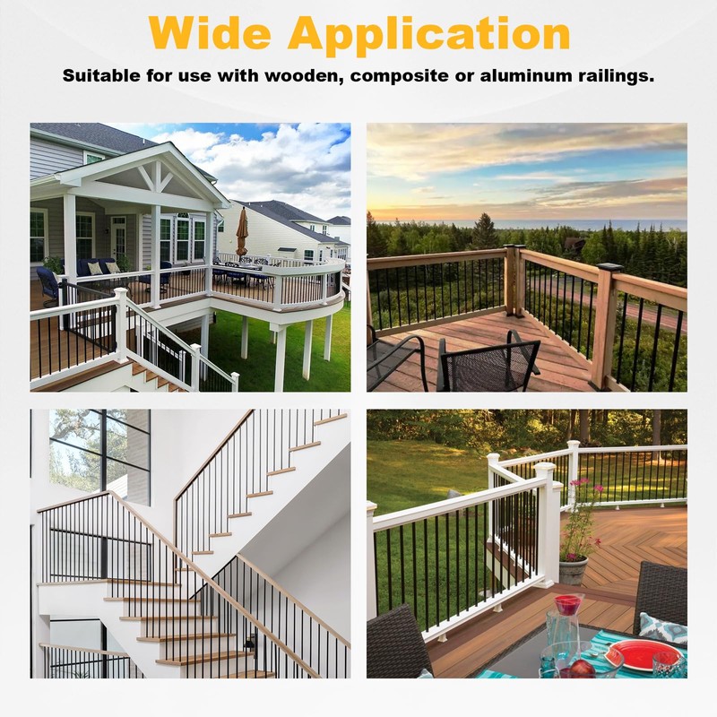 50 Pack 26" Aluminum Deck Balusters, 3/4" Diameter Black Metal