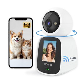 Noorio Two Way Video Calling Camera, 2K One Click Call Pet Camera Indoor with Phone App, 2.4G WiFi Only 360° PTZ Dog Cam with Speaker, CL200