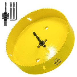 Acekit 7 inch Hole Saw With 7/16 Arbor HSS Bi-Metal Hole Saw Blade Strenthen Drill Bits And Variable Teeth Pitch For Wood,Ceiling,Plastic Board,Pipe,Plywood,And Soft Metal Sheet (178mm)