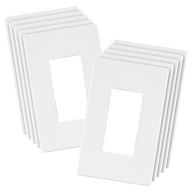 LIDER Matte Finish Decorator Switch Cover, Screwless Wall Plate, Mid-Size 1-Gang 4.88" x 3.11", Unbreakable Polycarbonate Thermoplastic, UL Listed, LSWP-31M-W10P, White, 10 pack