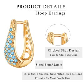 Chunky Gold Hoop Earrings For Women│Cubic Zirconia Hollow Gold Plated Hoops Earrings Jewellery for Wedding Christmas Anniversary│Sparkling Lightweight Gold Hoop Earrings Gifts