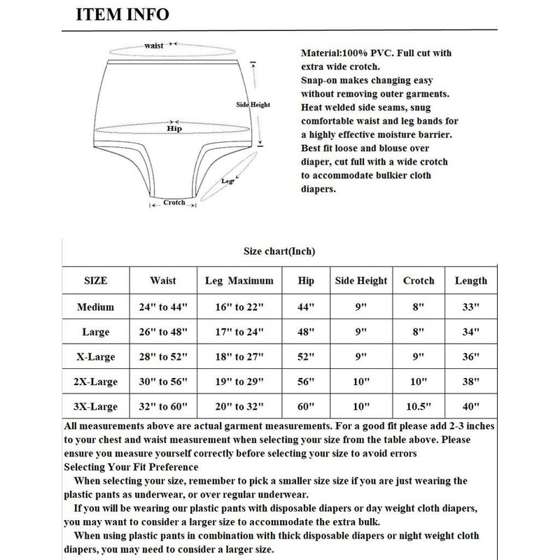 Adult Incontinence Snap-on Plastic Pants 3 Pack (Medium, Glass Clear)
