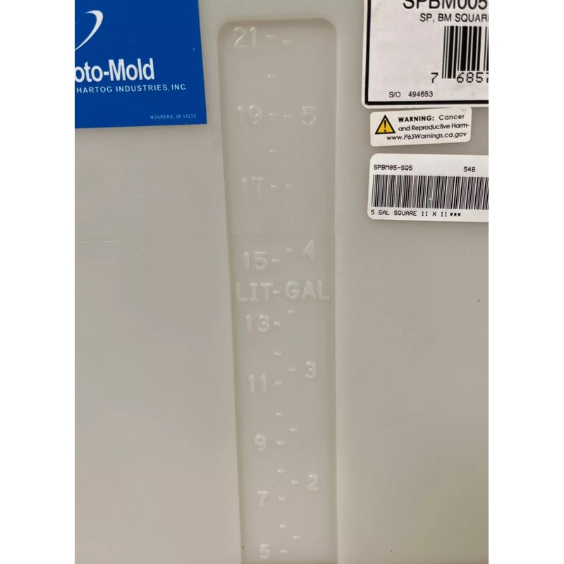 Ace Roto-Mold Blow Molded 5 Gallon Square Rinse Tank, White