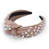 YISSION Pearl Knotted Headband for Women Non Slip Leather Beaded