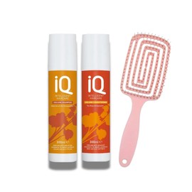 IQ Intelligent Haircare Volume Shampoo 300ml with Conditioner 300ml with Detangling Brush – Lightweight Sulphate-Free Formula for Fuller, Shinier Hair Without Weighing It Down