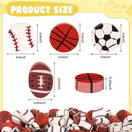JUNEBRUSHS Sports Ball Mini Erasers, 150Pcs Football Erasers Mini Erasers for Kids Bulk Novelty Sports Pencil Erasers for Student Classroom Prizes Homework Rewards Gifts Sports Football Party Favors