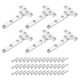 uxcell 6Pcs Heavy Duty t Hinges, Marine Grade t Hinge 6" x 3" Stainless Steel Boat Hinges Cast Strap Hinge with Screws for Boat Hatch Yard Doors Barn Gate, Silver