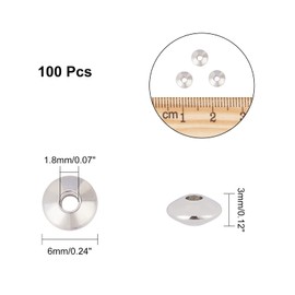 NBEADS 100 Pcs 6mm Metal Spacer Beads, 304 Stainless Steel Flat Round Metal Loose Beads Smooth Crafting Beads Supplies for Bracelets Necklace DIY Jewelry Making, Stainless Steel Color