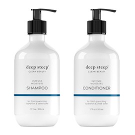 Deep Steep Champú Y Acondicionador De Hidratación Intensa, 17 Oz – Champú Hidratante Con Aloe, Manteca De Karité, Aceite De Coco, Aceite De Argán Y Proteína De Quinoa – Sin Sulfatos, Vegano, Cuidado