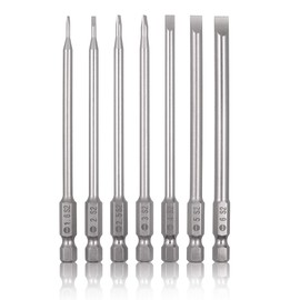 Mixiflor 7 Pcs Flat Head Screwdriver Bit Set,1/4 Inch Hex Shank 4 Inch Long S2 Steel with Magnetic, Impact Tough Screwdriving Power Bits