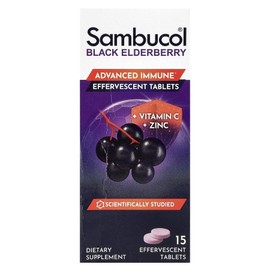 Sambucol Black Elderberry Plus Vitamin C and Zinc Effervescent Tablets, 15 Tablets, 3 Pieces / Sambucol 블랙 엘더베리 플러스 비타민C 앤드 아연 발포정 15정, 3개