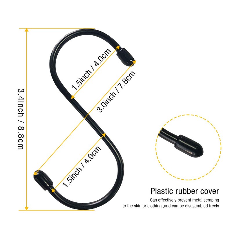 Qcore Pack of 20 Black S-Hooks S Shaped Hooks S