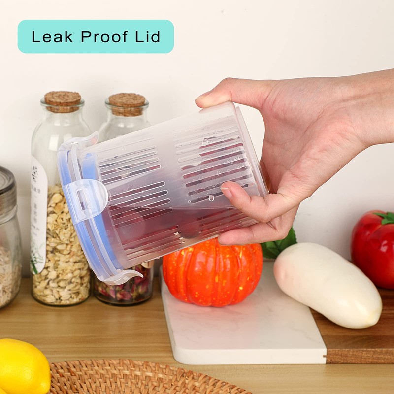 JUXYES Plastic Pickle Container Jar with Strainer Flip, Transparent Pickle