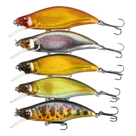 Night Army Fishing Lure 0.15 oz (4.3 g) Trout Minnow 5 Colors Lure Set Sinking Flat Type (Trout Color)