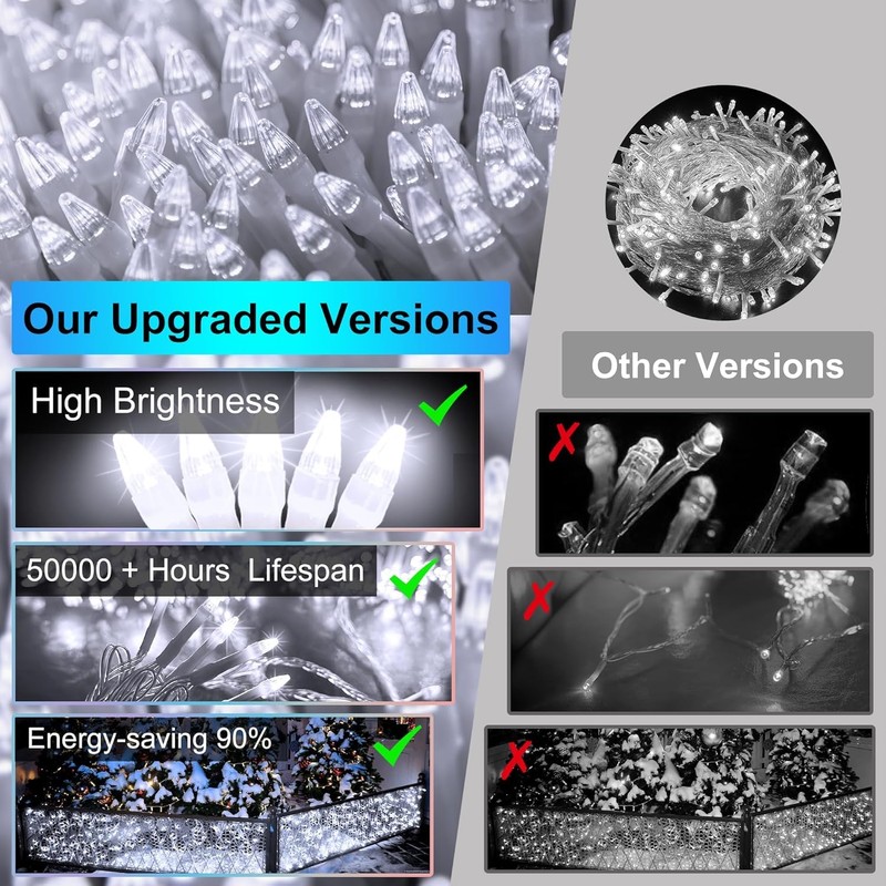504 LED Christmas Lights with 112 Drops, 50ft 12 Modes