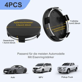 Hub Cap Wheel Hub Caps Outer Diameter 60 mm Black Hub Caps Universal Wheel Hub Cover ABS Wheel Hub Cap for Wheel Hubs Car Accessories Wheel Hubs 4 Pieces