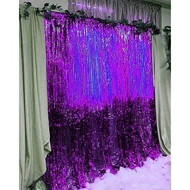 Graduation Party Decorations Purple Gold 2024/Purple Graduation Decorations 2024/Eid Mubarak Decorations/Purple Gold Birthday Decorations for Women/ISU Foil Fringe Foil Curtains