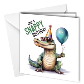 Oscar Finks Funny Birthday Card for Son, Grandchild, Brother, Crocodile Illustration, Blank Inside #1711