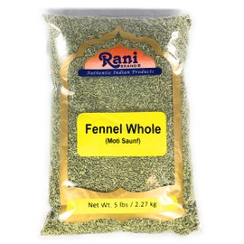 Rani Fennel (Saunf) Seeds Whole, Indian Spice 5lbs (80oz) All Natural ~ Gluten Friendly | NON-GMO | Vegan | Indian Origin