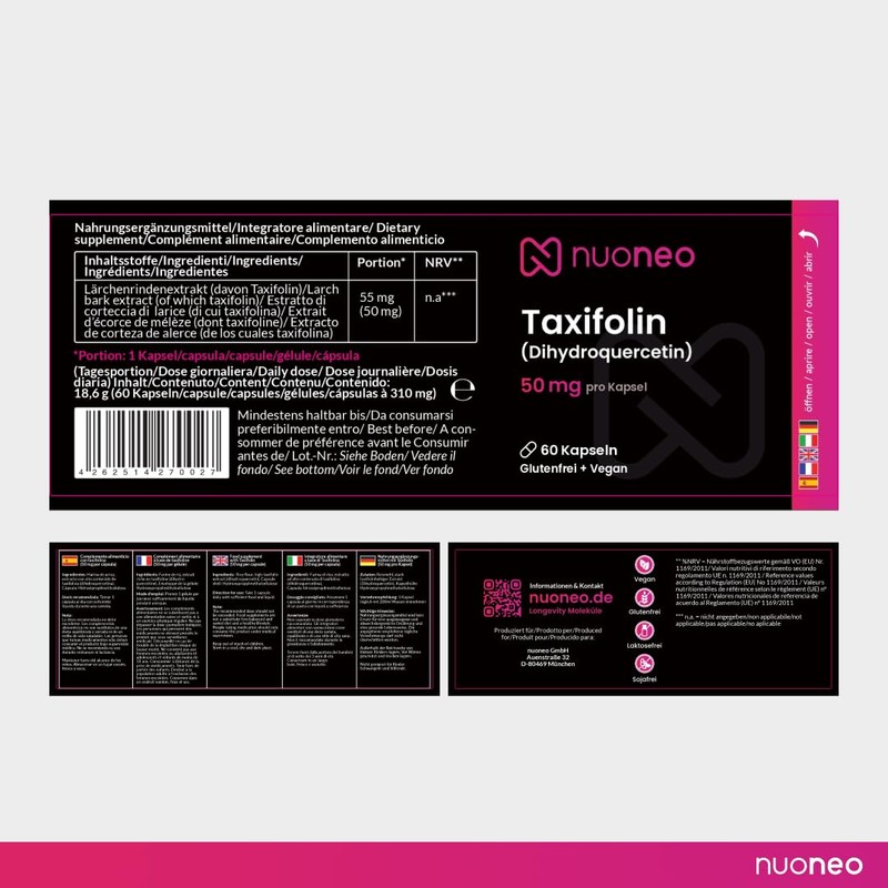 Taxifolin 50mg - Dihydroquercetin from Natural Larch Bark Extract -