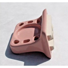 Sun Japan Vintage Pink Ceramic Tile-In Recessed Mount Bathroom Toothbrush Holder Cup
