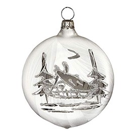 Christmas Tree Bauble "Winter" Taler round 3pieces per Box made by "Jingle Bells Lauscha"