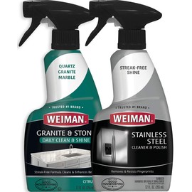 Weiman Stainless Steel & Granite Cleaner - 12 Ounce - for Countertop and Appliance Protect from Fingerprints Granite Cleaner and Polish - Enhance The Natural Beauty of Your Stone Surface - 12 Ounce