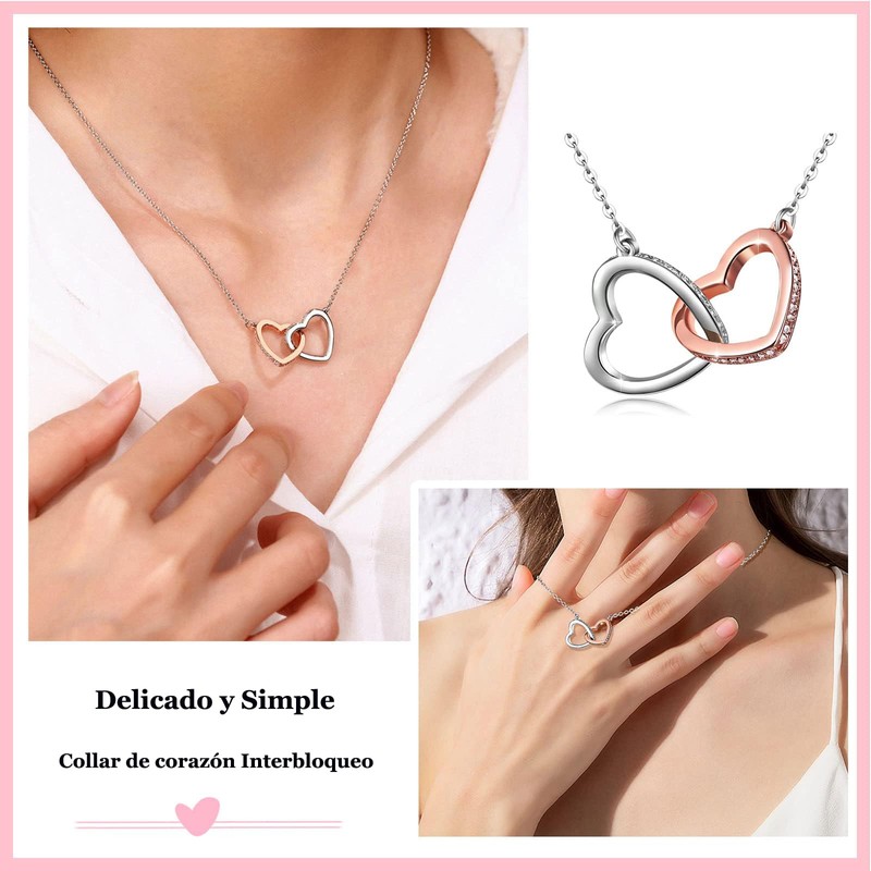 Collar de Corazón para Mujer con Zirconia Cúbica, Elegante Originales