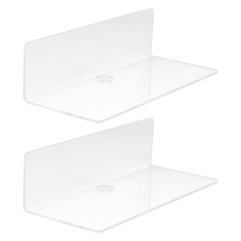 2Pcs Clear Floating Shelf Acrylic Fine Surface Delicate Modern Transparent