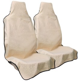 INFANZIA Waterproof Sweat Towel Seat Cover, Premium Car Seat Towel Protector for Trucks SUV Jeep, Universal Non-Slip Bucket Seat Covers for Post Gym Workout, Running, Swimming, Beach (Beige, 2Pcs)