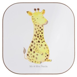 Mr. & Mrs. Panda Giraffe Satisfied Drinks Coaster, Gift, Glass Coaster, Happiness, Wild Animals, Africa, Coasters for Glasses, Adventure,
