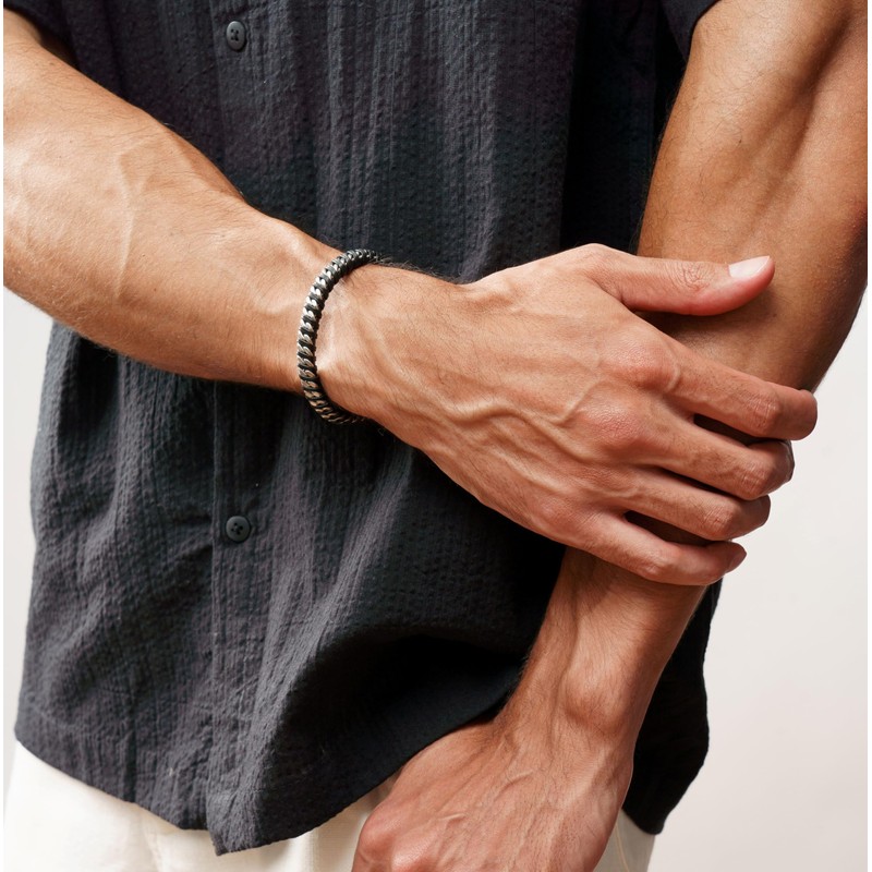 Dada Gioielli - Mens Leather Bracelet - Available in Silver