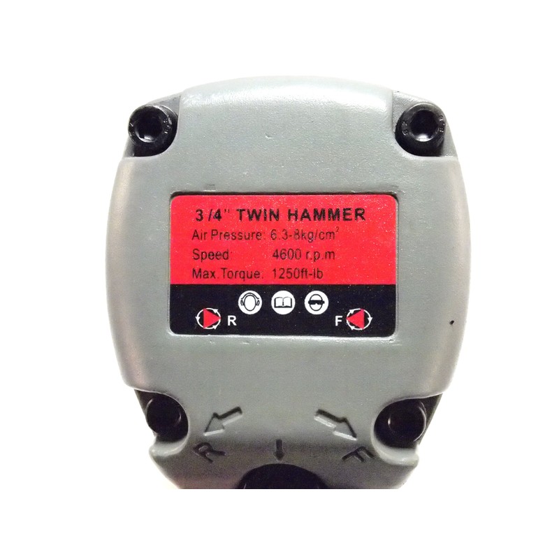 3/4" Twin Hammer Heavy Duty Air Impact Wrench, 1250 LB-FT,