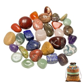 Gemstone Set, 200 g Tumbled Stones (φ1-3 cm), Colourful Tumbled Stones, Healing Stones, Semi-Precious Stones, Colourful Mix of Natural Tumbled Stones, with a Storage Bag