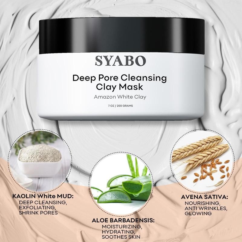 SYABO Deep Pore Cleansing Clay Mask, Blackhead Remover for Face,
