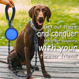 DOYOO 1 Dog Leash 2FT/5FT/6 FT Thick Durable Nylon Dog Rope - Comfortable Padded Handle Reflective Rope Dog Leash for Medium Large Dogs with Collapsible Pet Bowl and Garbage Bags (Black, 1/2" x 5 FT)