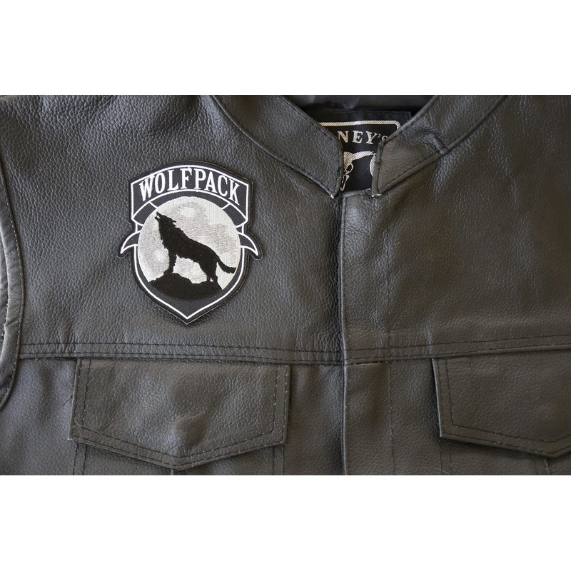 Wolfpack Patch Wolf Howling Moon Silhouette - 4x3.6 inch. Embroidered