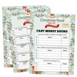Christmas Family Feud Game, Christmas Games for Family Party and Adults, Friendly Feud Quiz Fun Trivia for Game Night, Office Class Groups, 30 Preliminary Cards & 3 Fast Money Round Cards, 01