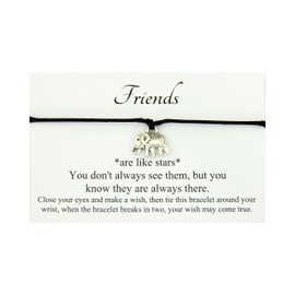 Lucor Friends Are Like Stars Gifts,Best Friends Gift,Elephant Wish Bracelet,Friendship Gifts,Christmas Birthday Gifts,Bestie Gifts(Black)