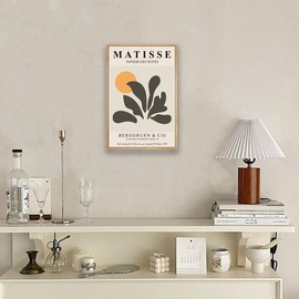 NARIA ART Matisse Wall Art,Modern Botanical Abstract Art Prints, Aesthetic Henri Matisse Wall Art,Abstract Room Prints Decor-12''x16'' Natural Framed