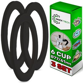 3 Pieces Rubber Gasket 6 Cup with Diameter Ø 77/61 mm is suitable for Giannina Italian Coffee Makers - Warranty 5 Years - ONIX TECH