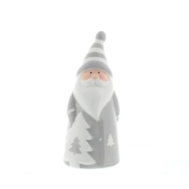 Festive Productions 12cm Dolomite Grey and White Santa With Tree Christmas Tabletop Centrepiece Decoration Festive Xmas Décor