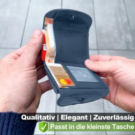 FLEXIBILITE® Small Wallet Women's Leather [2024] - Mini Wallet Men's RFID Protection (9.0 x 7.0 x 2.0 cm W x H x D) - Women's Purse - Children's Wallet Boys - Approx. 30 g, blue, Minimalist