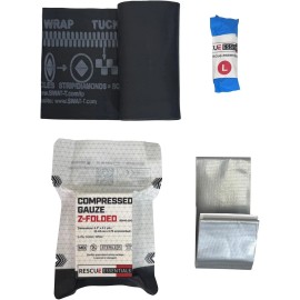 Rescue Essentials Pocket Trauma Kit, IFAK for Bleeding Control, Vacuum Sealed with Tear Notches,
