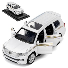 WAKAKAC Toy Car Compatible for 1：32 Land Cruiser Model Car, Pull Back Diecast Collectible Car with Sounds＆Lights for Kids Boys Girls and Adults, Gift White