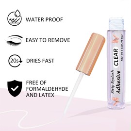 Super Strong Hold Waterproof Latex-Free Eyelash Adhesive - Clear Lash Glue Suitable for Sensitive Eyes - 5ml/0.18oz (1 Pack)
