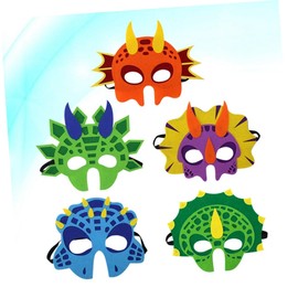 Totority Educational Dinosaur Felt Mask 5 Pack Boys and Girls Mask for Party Cosplay Animal Recognition Game Random Style