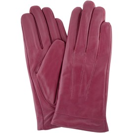 SNUGRUGS Womens Butter Soft Premium Leather Glove with Classic 3pt Stitch Design & Warm Fleece Lining - Pink - Small (6.5")